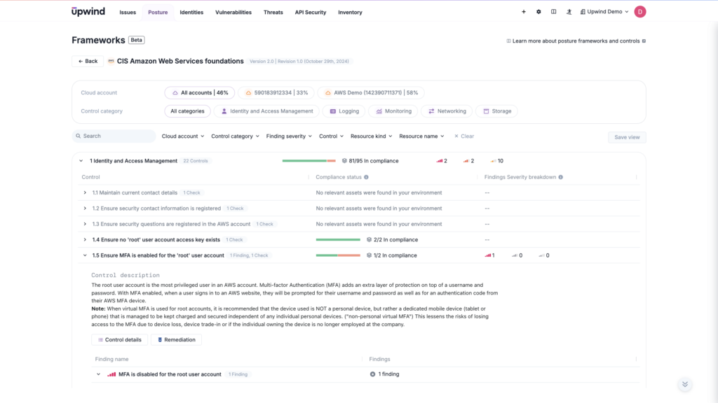 Continuously monitor configurations and IAM permissions, enabling real-time detection of misconfigurations such as open SSH ports or excessive S3 bucket permissions.